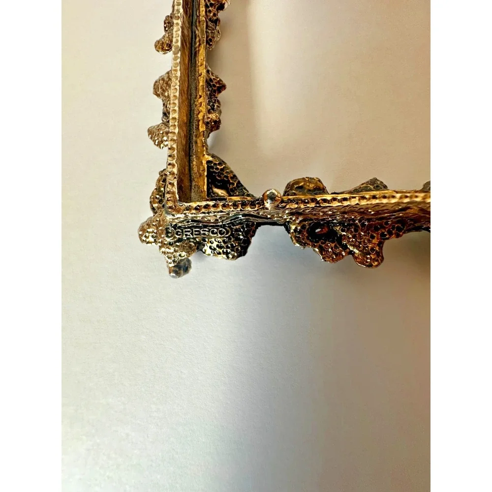 Vintage 1960s Ornate GRESCO Hibiscus Flowers Square Picture Frame 4.5